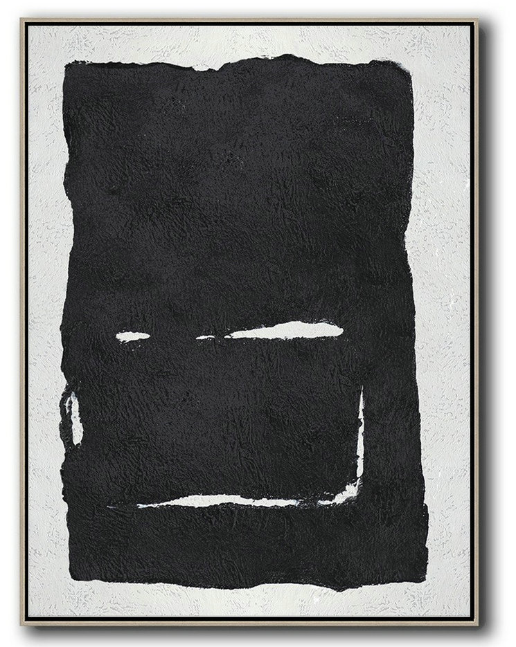 Extra Large Acrylic Painting On Canvas,Black And White Minimal Painting On Canvas - Canvas Painting Wall Decor